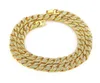 New fashion Man Miami Cuban Link Chain silvery Gold Plated Fully Iced crystal Bracelet Necklace Out Hip Hop Bling 14mm*20/24/26/30inch