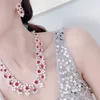 extravagant luxury Red flowers Set Necklace Earrings Ball party High end jewelry Celebrities Free shipping Sector gift Twinkle personality