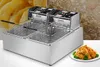 5.5L * 2 Elektrische Friteuse met dubbele mand zeef ASQ82 2500W friteuse voor kip garnalen frietjes roestvrijstalen koekenmachine