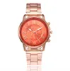 Gorąca wyprzedaż Nowa marka 3 oczy Gold Geneva Casual Quartz Watch Watch Watch Sukienki ze stali nierdzewnej Watche Relogio Feminino Panie Zegar hurtowy