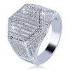 Hip Hop Cube Diamant Koppar Guld Silver Färg Pläterad Iced Out Micro Pave Cubic Zircon Ring för Herr Dam Smycken Ringar