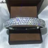 choucong Fashion Pave setting 5A Zircon stone Cross Bracciale in argento shinning Bangle per donna Bijouxchoucong da sposa in oro bianco riempito Fiore