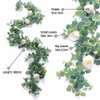 18m konstgjord eukalyptus med rose girland hängande rotting vertikal trädgård hem bord party bröllop bakgrund väggdekor vine3262640