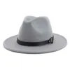 Mode nya män kvinnor fascinator filt hatt bred grim jazz fedora hattar med läderband svart panama trilby hatt fedora cap271e