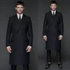 Мода черный длинный жених смокинги Notch отворот женихами мужское свадебное платье отличный мужской куртка Blazer 3 шт. Костюм (куртка + брюки + жилет + галстук) 80