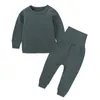 Kids Clothing Sets Winter Casual Solid Tops Pants Baby Belly Protection TwoPiece Sets Kids Casual Clothes Baby Girl Clothes 3M8T9978658