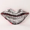 Sequin Lips Cushion Mermaid Sequin Lips Pillows Red Silver Mouth Car Sofa Living Room Cafe Decor Cushions