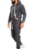 Men039s sport costume survêtement de sport combinaison salopette à manches longues sweat à capuche décontracté pantalon long barboteuse pour homme salopette1623530