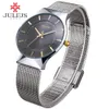 Julius Fashion Casual Luxury Watch Top Brand Logo Men's Watch Silver Black Ultra Thin Mesh Full Steel Quartz Waterproof JA-577