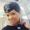 100% Human Hair Short African American Machine Made Paryker för Black Women Pixie Cut None Lace Wig