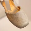 أحذية الأطفال الأميرة أحذية طالب الرقص للبنات الصنادل عالية الكعب اللباس الأرجواني الاطفال جلد بريق كريستال الأحذية