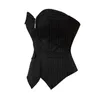 Schwarz Gestreiften Anzug Stil Shapewear Frauen Overbust Zipper Bustier Trägerlosen Korselett Schlank Body Shaper Plus Größe S-6XL Korsett Tops250k