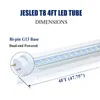 الأسهم في US + 4ft led أنبوب 22 واط 28 واط الباردة الأبيض 1200 ملليمتر 4ft smd2835 96pcs / 192pcs السوبر مشرق أدى المصابيح الفلورسنت AC85-265V ul