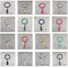 Fashion Pu Leather Tassel Bangle Keychain Bracelet Key Ring Round Sunflower Leopard Cactus Solid Keyring Pendant Gifts WX9-1649