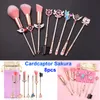 Make -upborstels Set Sardcaptor Sakura Cosmetische borstel Sailor Moon Magical Wand Girl Rose Gold Make Up Brush Kit Pink Bag Foundation Eyes Face