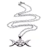 Triple Moon Wicca Pentacle Halskette Anhänger Vintage Silberlegierung Gothic Collares Statement Halskette Frauen Mode Schmuck Göttin1685706