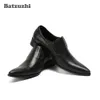 Batzuzhi italie Type chaussures pour hommes bout pointu noir en cuir véritable chaussures habillées hommes affaires appartements Zapatos Hombre, grande taille US12