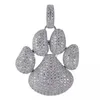 Hip Hop Shiny Paw Dog Cat Claw Necklaces Cubic Zircon Gold Silver Color Pendants For Man Women