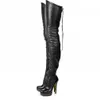 Heißer Verkauf-Sexy High Heel Oberschenkelhohe Stiefel Nachtclub Tanzshow Lange Stiefel Plattform Winter Warme Mode Kleid Abend Booties Schuhe N078