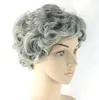 Gray Hair Short Women Wig Black Mix White Synthetic Hair Heat Resistant Hair Curly Grey Wigs