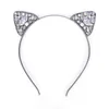 Mode femmes chat oreille bandeau paillettes cristal cheveux bande chapeaux mignon chat oreille cheveux accessoires en gros