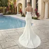 Strand Sexy Brautkleider Meerjungfrau Schatz Spitze Applikation Satin Brautkleider mit abnehmbarer Schleppe nach Maß Vestidos De Soiree