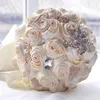 Big Silk Luxury Rose with Satin Ribbon Bridal Bouquets For Brides Bridesmaid diameter of 20cm Wedding Hand Holding Flower