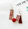 Fashion-Autumn and winter new creative asymmetric earrings houndstooth cloth hair ball earrings without pierced ear clip fashion female