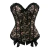 Frill Lacy CorSet Top Mulheres Sexy Plus Size S-6XL Burlesque Jacquard Lace Sobreposição Lace-up Overbust Club Dance Party CORSET Bustier