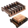 2022 Natural Bamboo Wood Soap Dishes Storage حامل لوحة الحمام دش الصابون صينية ST074