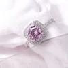 Choucong New Arrival Stunning Luxury Jewelry Real 925 Sterling Silver Round Cut Pink Topaz CZ Diamond Gemstone Wedding Bridal Ring for Women