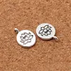 100 adet / grup Tibet Gümüş Yuvarlak Etiket Lotus / Hayat Ağacı / Buda Charms 15mm El Yapımı Metal Kolye DIY takı Yapma Aksesuarları