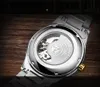 トップブランドTevise Golden Automatic Men Mechanical Watches Torbillon防水ビジネスゴールドリスト345C