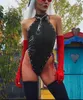 Sexy Women PU Leather Bodycon Sleepwear Bodysuit Jumpsuit Romper Tops Playsuit Bandage Lace Up Bodysuits Party Clubwear1