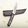 Nouveau couteau droit de survie VG10 lame Tanto en acier damas pleine soie manche en bois wengé avec gaine en cuir