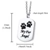 Pendentif en acier inoxydable carré Pendentif chien Paille Imprimer Imprimer Bijoux de crémation pour Ashes Porterable Urn Collier Collier HISTENEKEKEKE