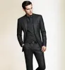 Slim Fit One Button Black Wedding Groom Tuxedos Notch Lapel Groomsmen Men Suits Prom Blazer (Jacket+Pants+Vest+Tie) NO:1963