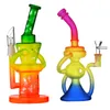 Frosted Rasta Recycler Bong 9 -calowa szklana rura wodna mocna szklana platforma olejna z akcesoriami do palenia