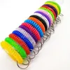 Telephone Wire Line Elastic Hair Bands Wristlet Key Ring Keychain Colorful Rope Spiral Shape Wrist Strap Keyring Key Chain Accessories