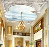 Moderne 3D Photo Papier PeintWhite Palace arches mer voile paysage Papiers Peints Maison Intérieur Décor Salon Plafond Lobby Mural Papier Peint