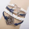 Großhandel - Silber Kompass Infinity Anchor Armband mit Wachskordel Armband Q8023