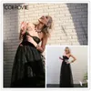 2019 zwarte sexy feestjurk ster schattige vrouwen mesh overlay zomer jurk strapless pure knippen