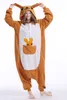 Unisex Dier Volwassen Kangoeroe Kigurumi Pyjama Flanel Cartoon Familiefeest Halloween Onesies Cosplay Kostuums Sleepwear9040683