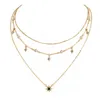 Gold Chain Crystal Star Multilayer Halsband Chokers Halsband Kvinnor Modesmycken Will och Sandy Gift