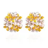 Stud Ohrringe für Frauen Weibliche Boucle d'oreille Kristall Blume Klee Ohrring Gold Bijoux Schmuck Brincos Mujer