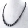 Wojiaer Black Jades Gemstone Necklace 6-14mm卒業ラウンドビーズの女性17.5インチストランドジュエリーF3009