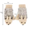 Fashion-New 5 Colors Girls Novelty Cartoon Winter Gloves for Women Knit Warm Fitness Gloves Hedgehog Heated Villus Wrist Mittens