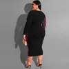 Artı boyutu 4xl 5xl kadınlar Supers boyut tek parça elbise kemer moda uzun kollu derin v uzun etek seksi paket kalça gece elbise 2525