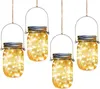 Opknoping Solar Mason Jar Lid Lights, 6 Pack 15 LED String Fairy Lights Solar Laterns Tafelverlichting, 6 hangers en potten inbegrepen