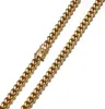 Rostfritt stålsmycken 18K Guldpläterad högpolerad Miami Cuban Link Necklace Curb Chain 8mm10mm12mm14mm16mm18mm3258198